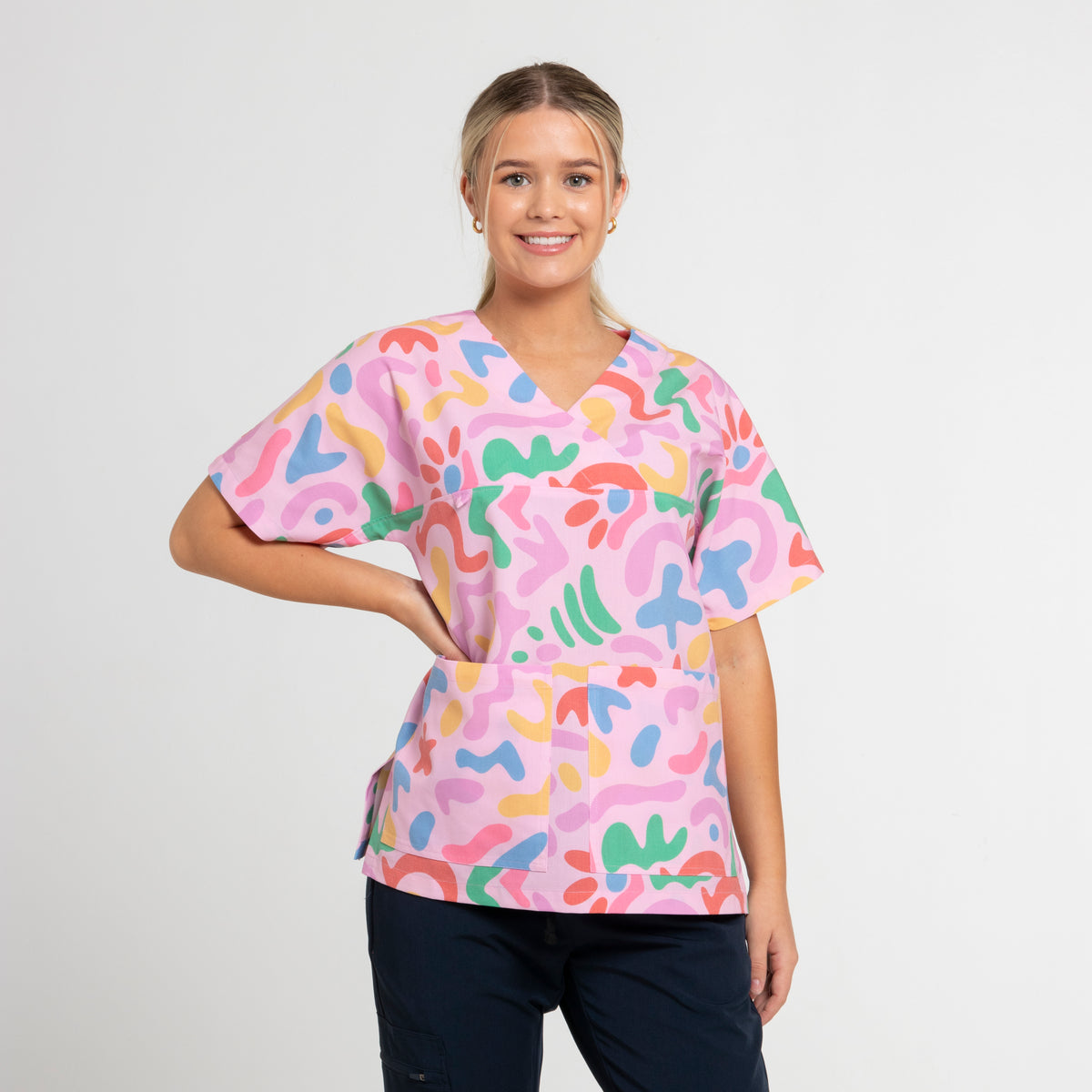 Squiggly Scrub Top Multi Scrub Tops Australia
