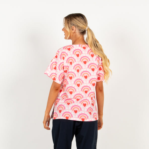Rainbow Love Scrub Top | Pink