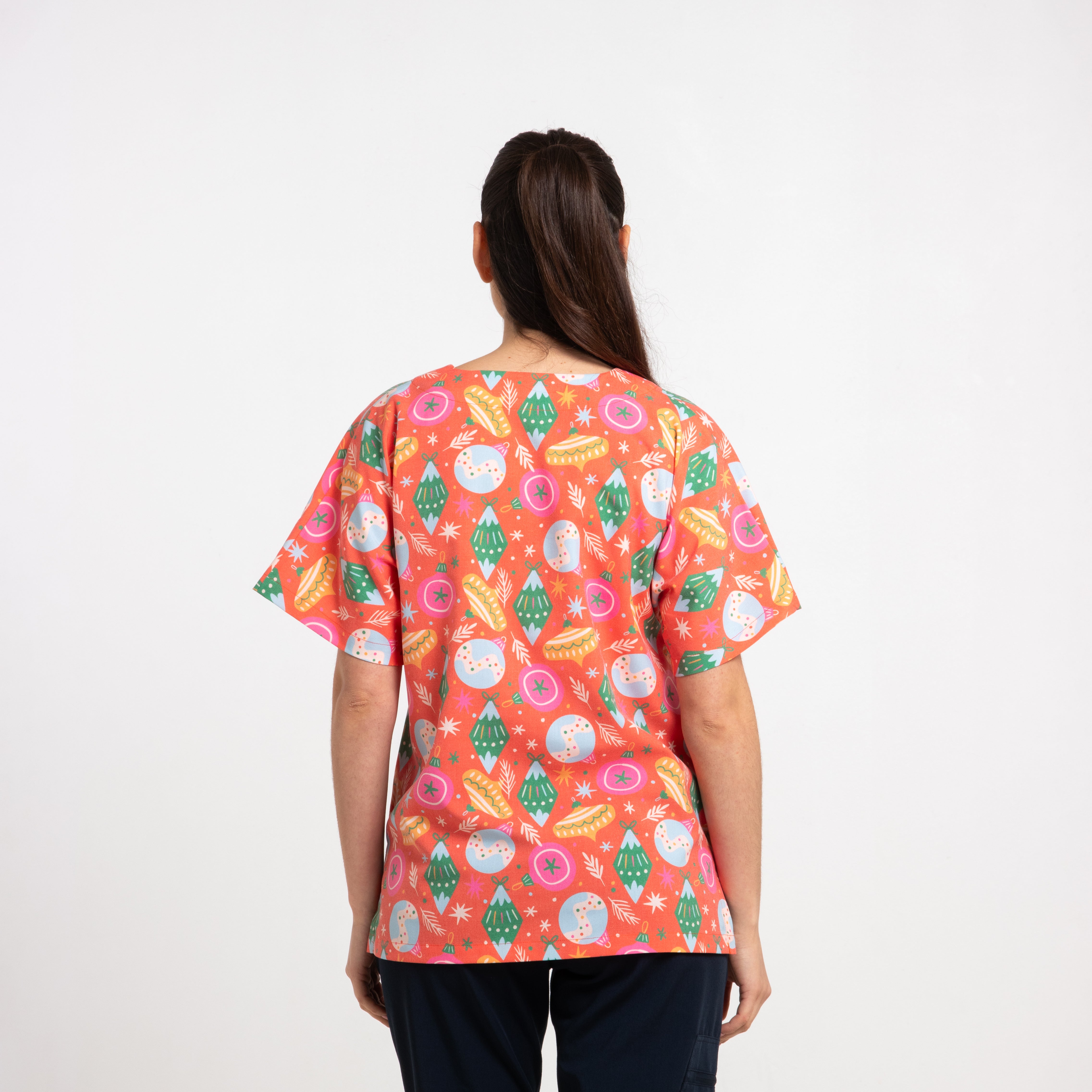 Baubles Scrub Top | Red