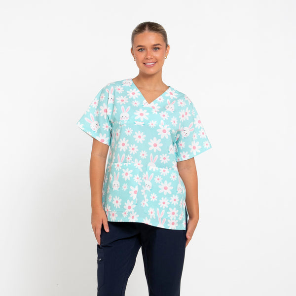 Bunny Scrub Top | Blue