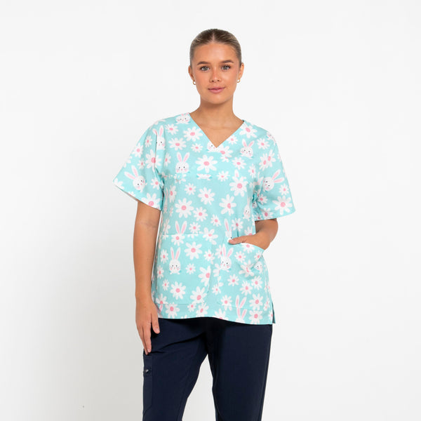 Bunny Scrub Top | Blue