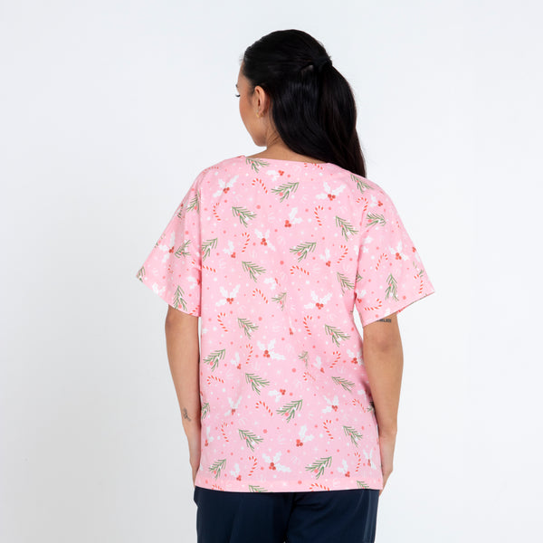Candy Cane Scrub Top | Pink