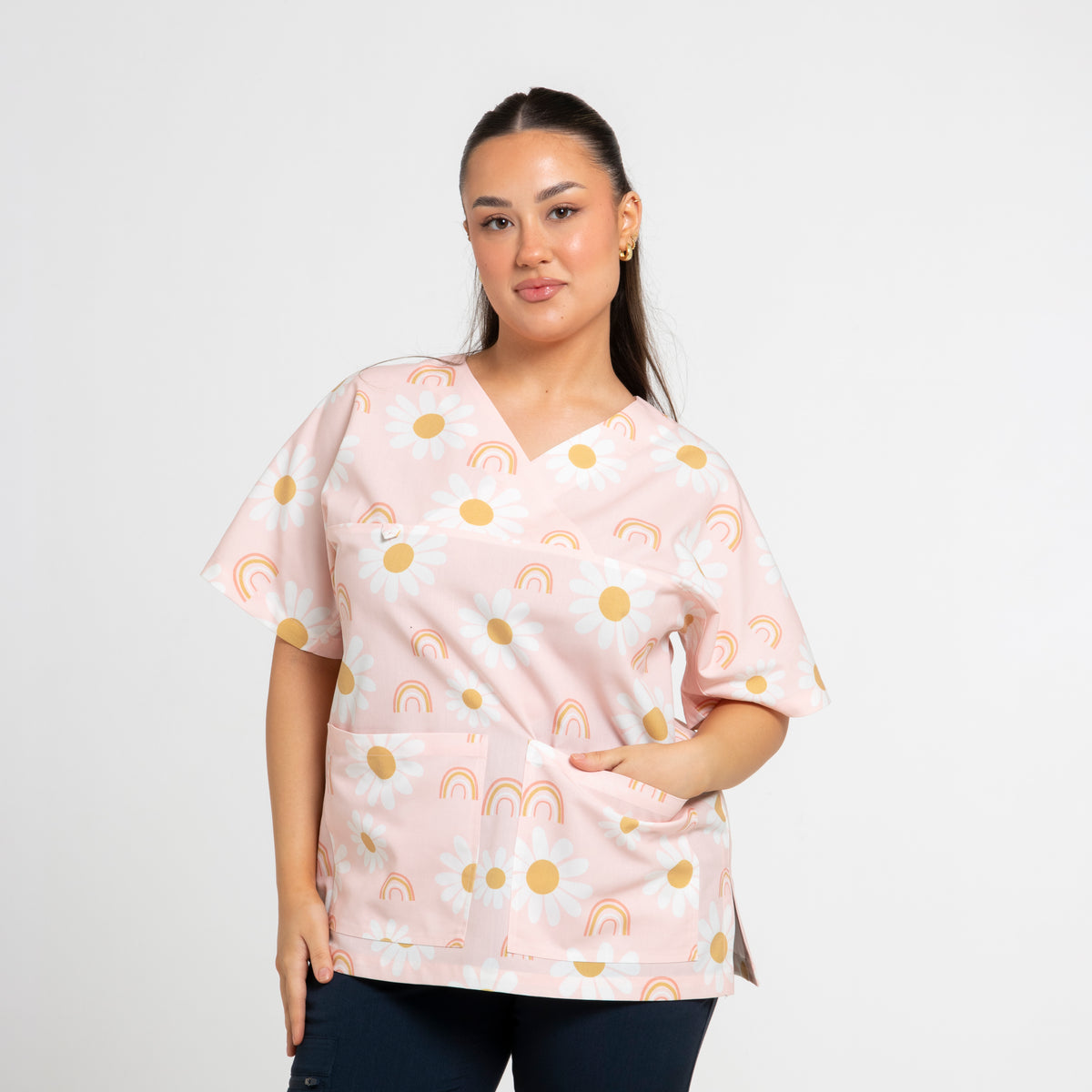 Daisy Scrub Top | Pink – Scrub Tops Australia