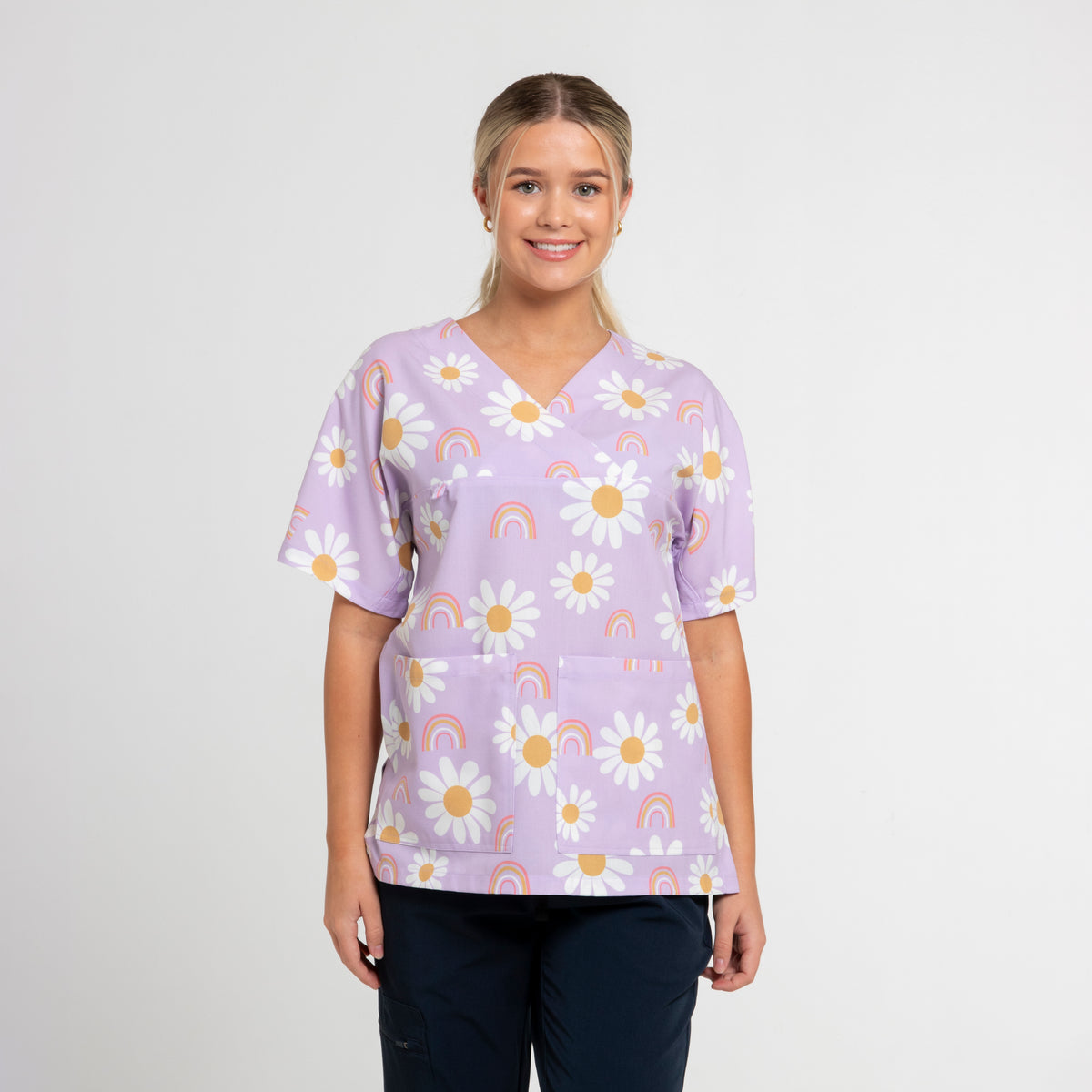 Daisy Scrub Top | Lilac – Scrub Tops Australia