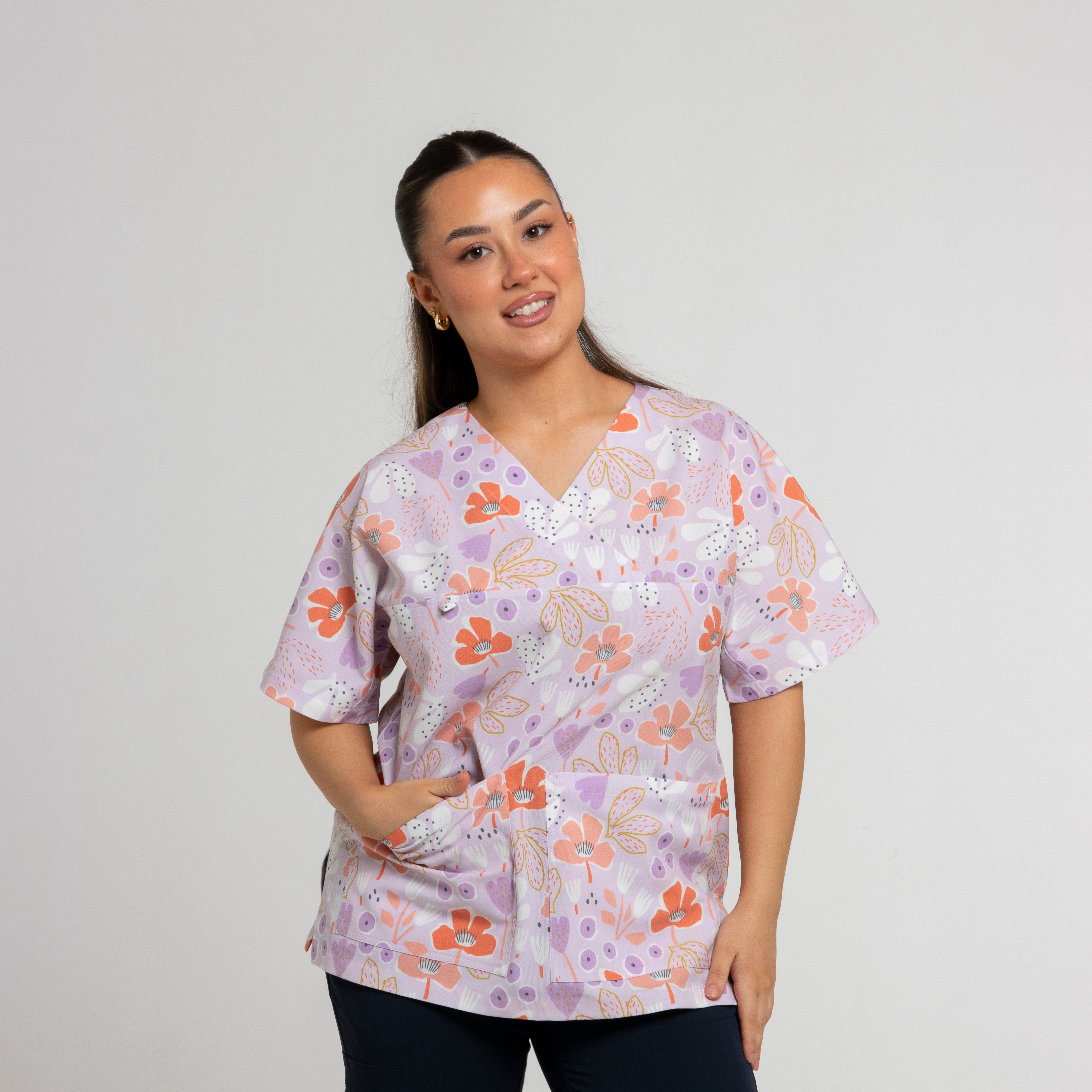 Floral Scrub Top | Lilac