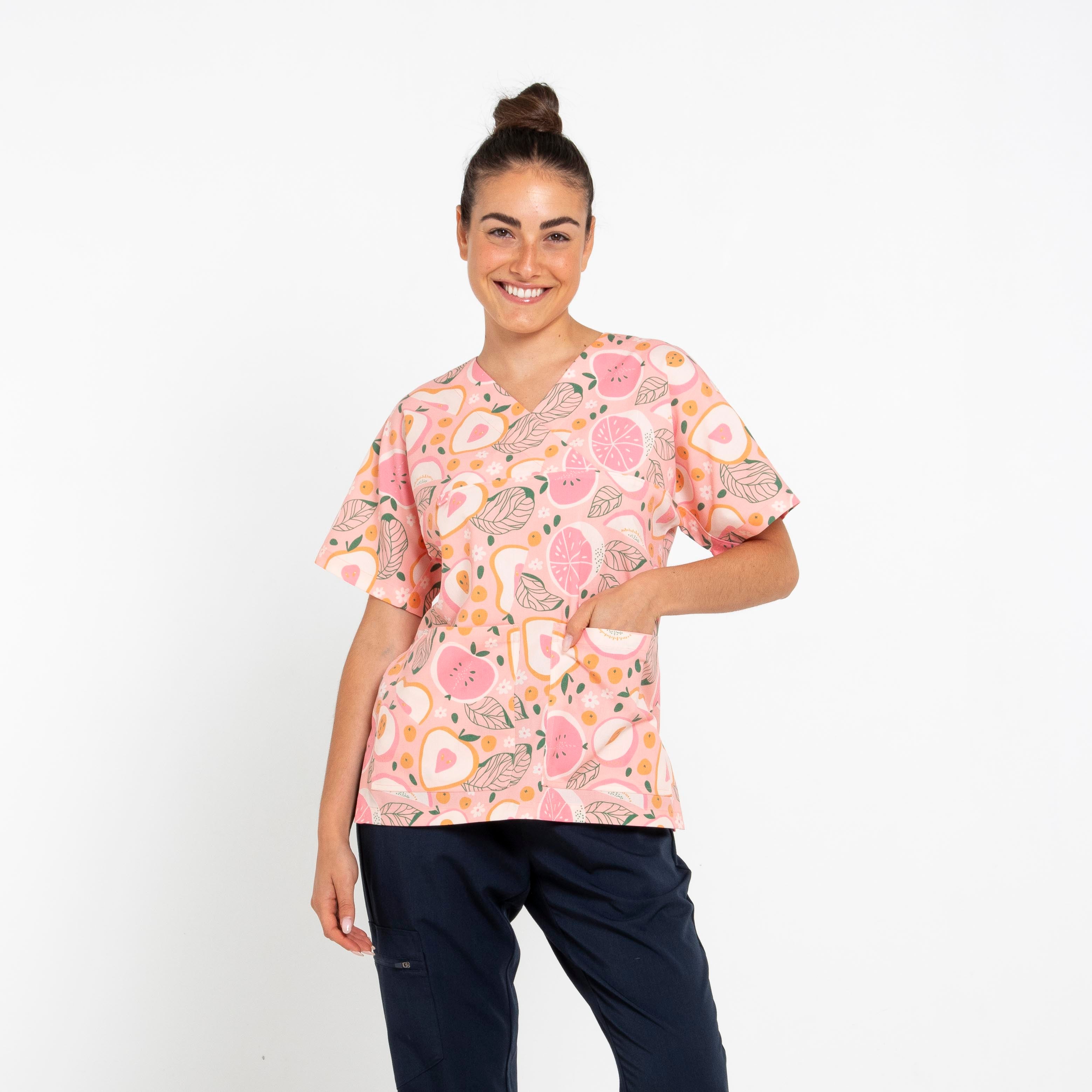 Frutti Tutti Scrub Top - Peach