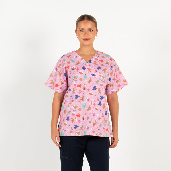 Gingerbread Christmas Scrub Top | Lilac