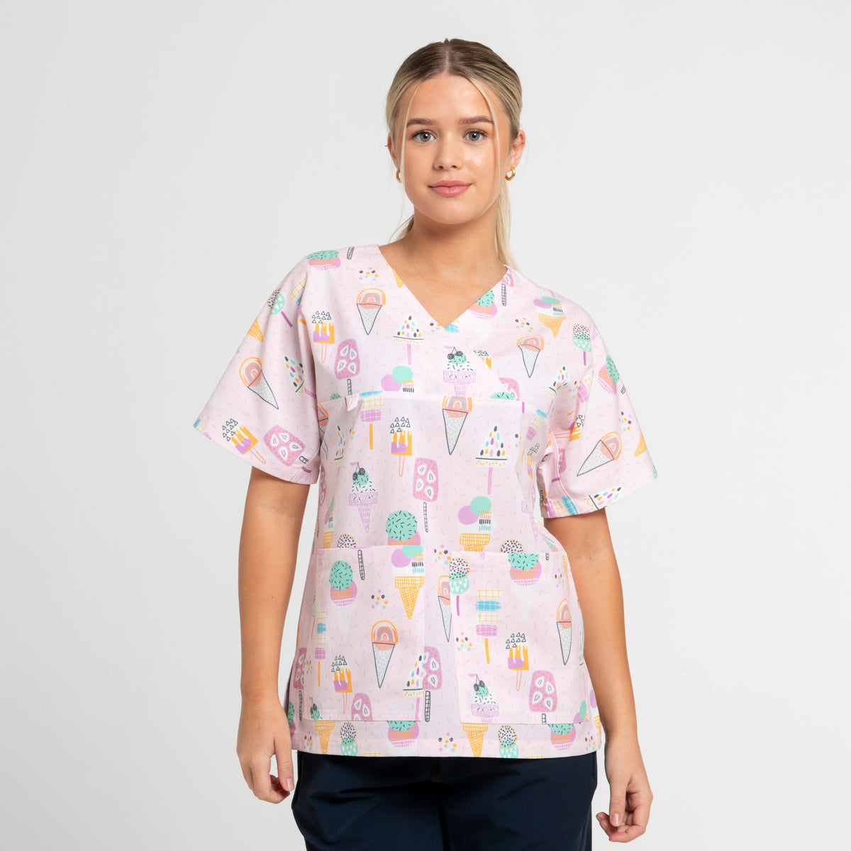 Icecream Scrub Top | Light Pink – Scrub Tops Australia