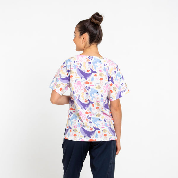 Oceanic Scrub Top | White