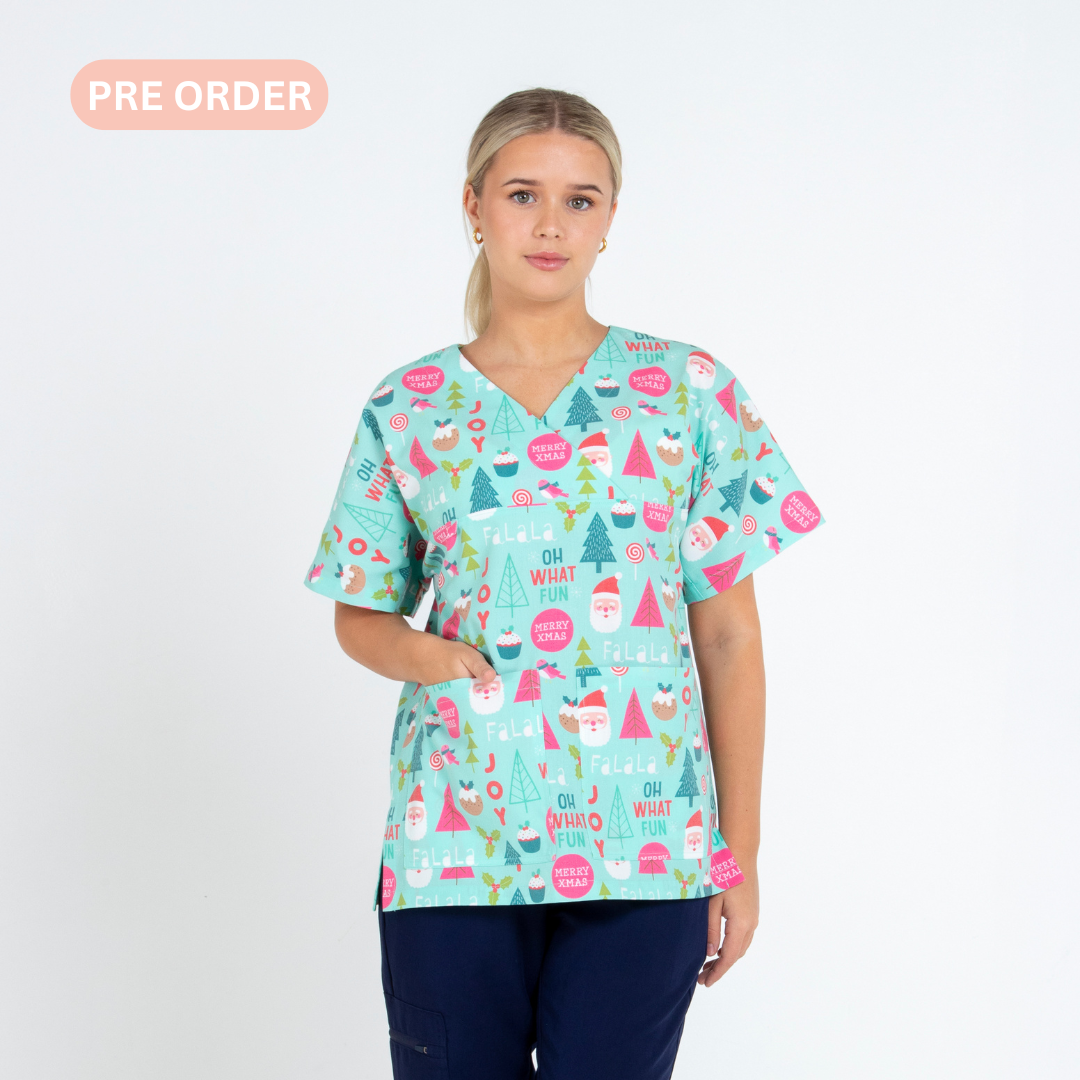 Oh What Fun Scrub Top | Aqua