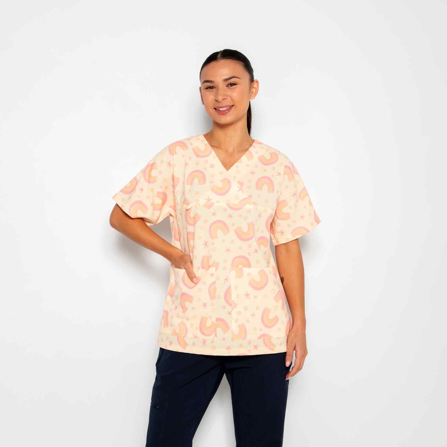 Pastel Rainbow Scrub Top Golden Scrub Tops Australia