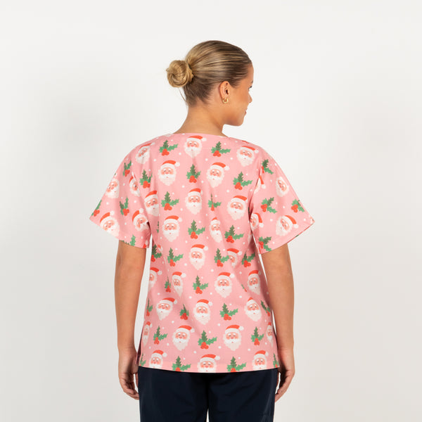 Santa Scrub Top | Pink