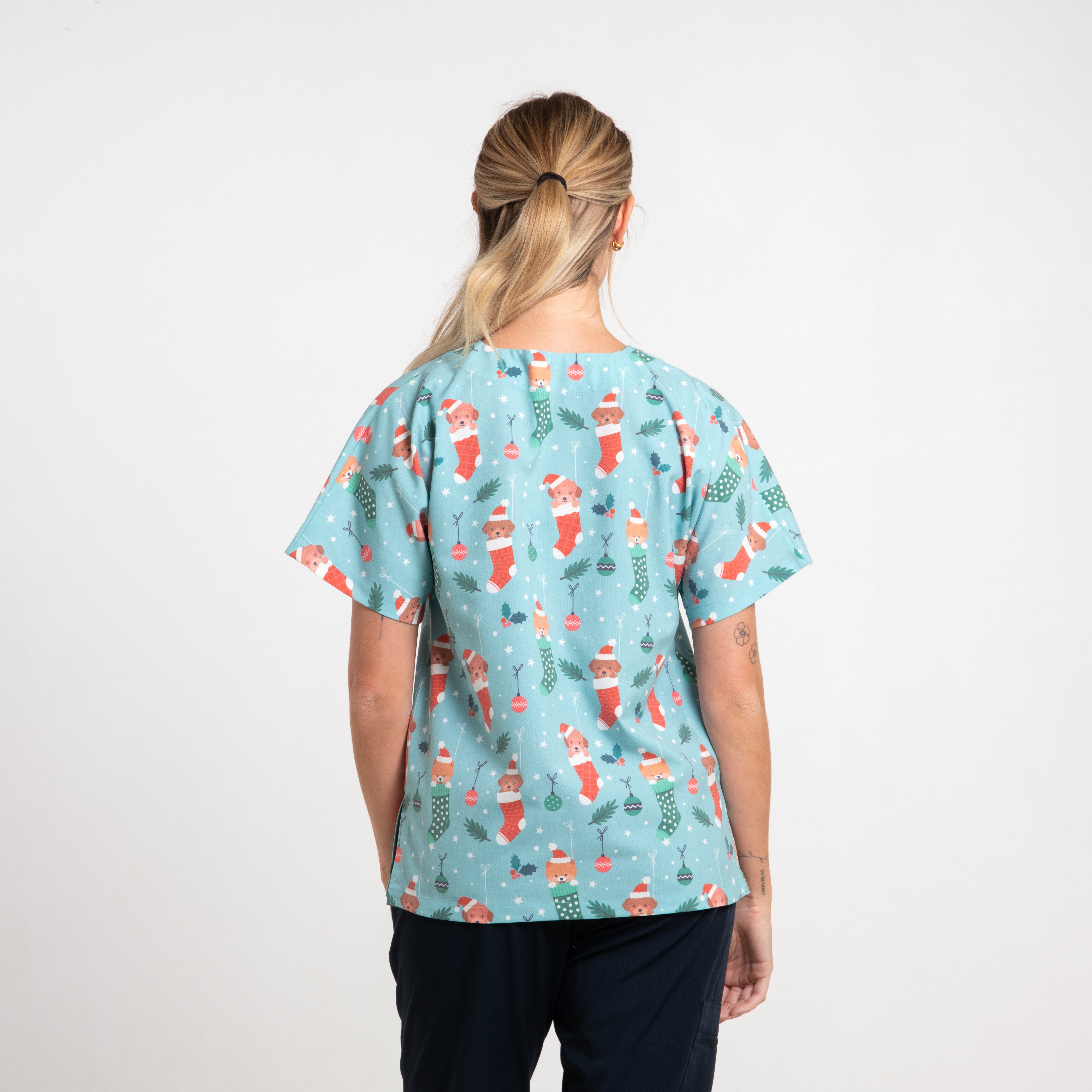 Santa Paws Scrub Top | Teal