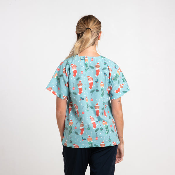 Santa Paws Scrub Top | Teal