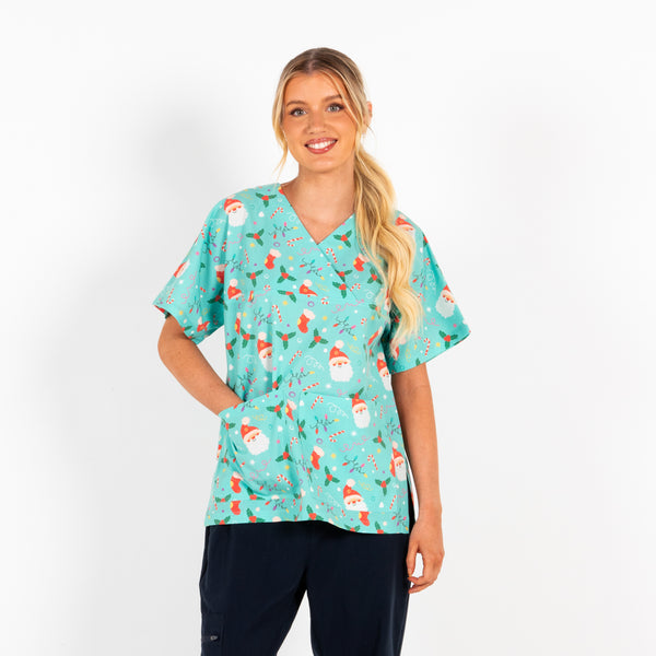 Santaland Scrub Top | Teal