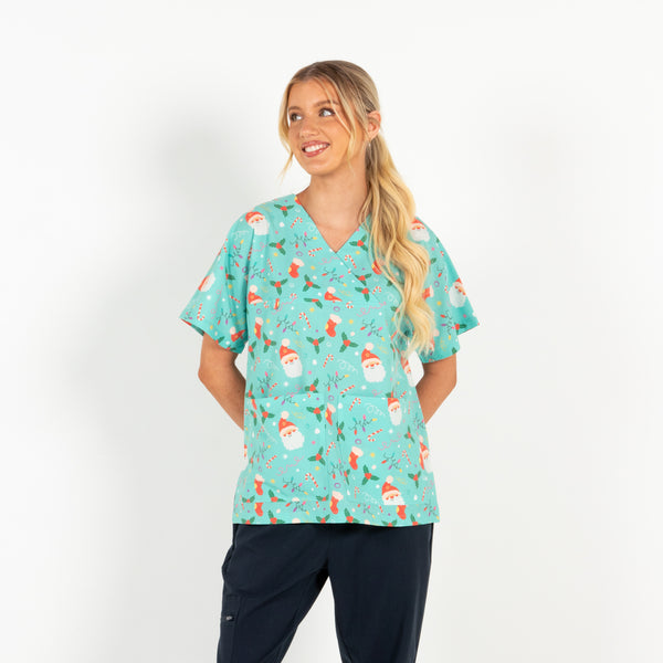 Santaland Scrub Top | Teal