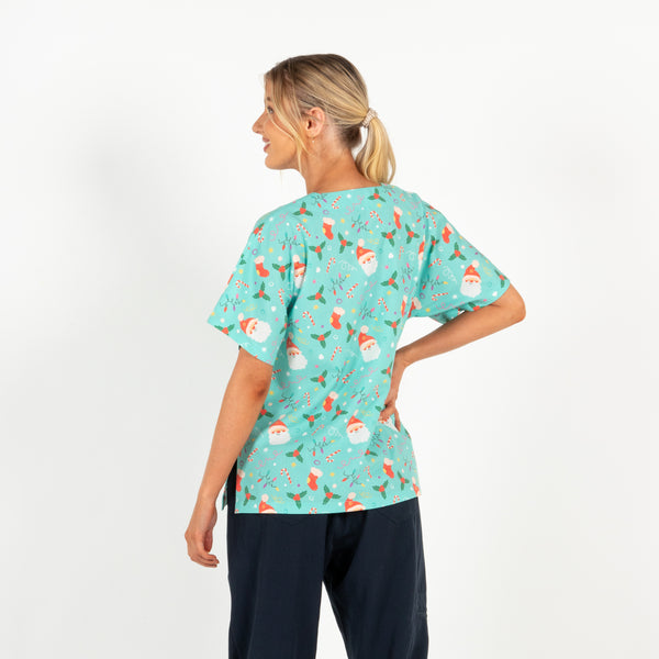 Santaland Scrub Top | Teal