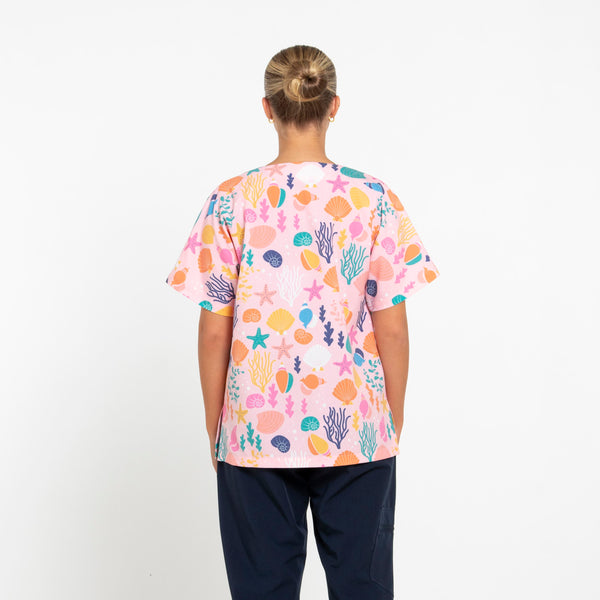 Seashells Scrub Top | Pink