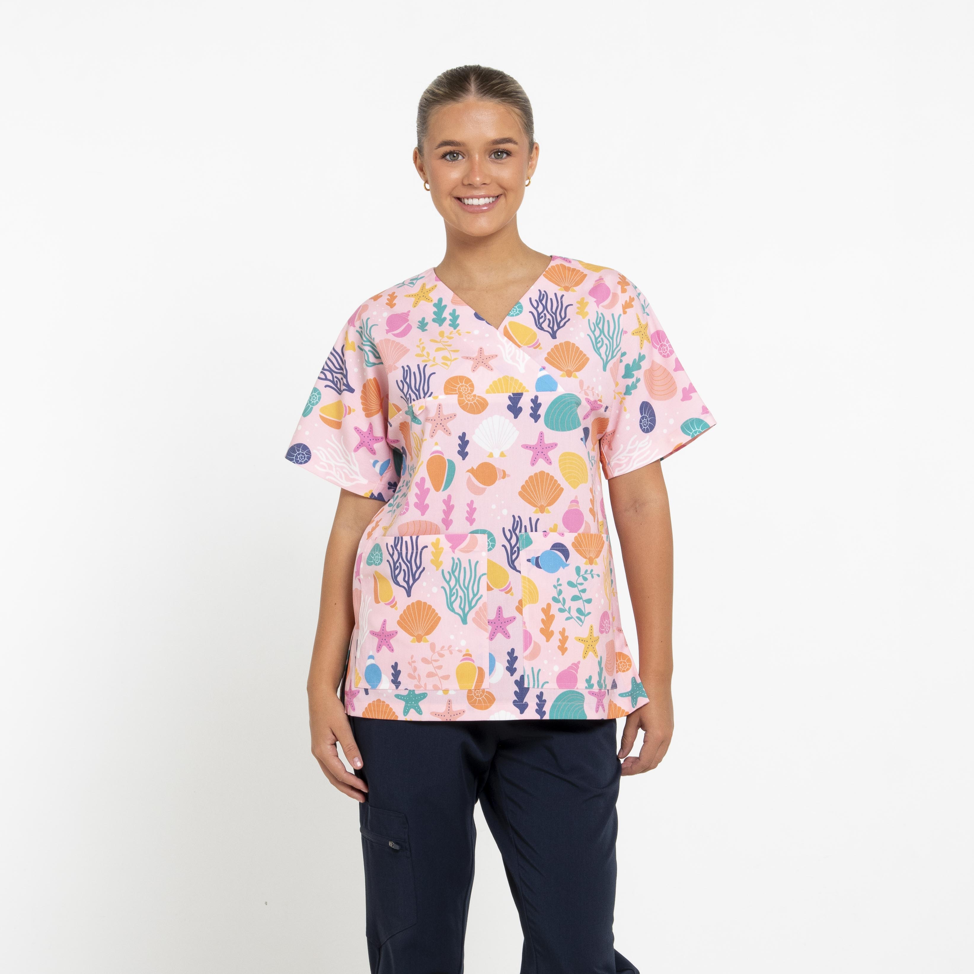 Seashells Scrub Top - Pink