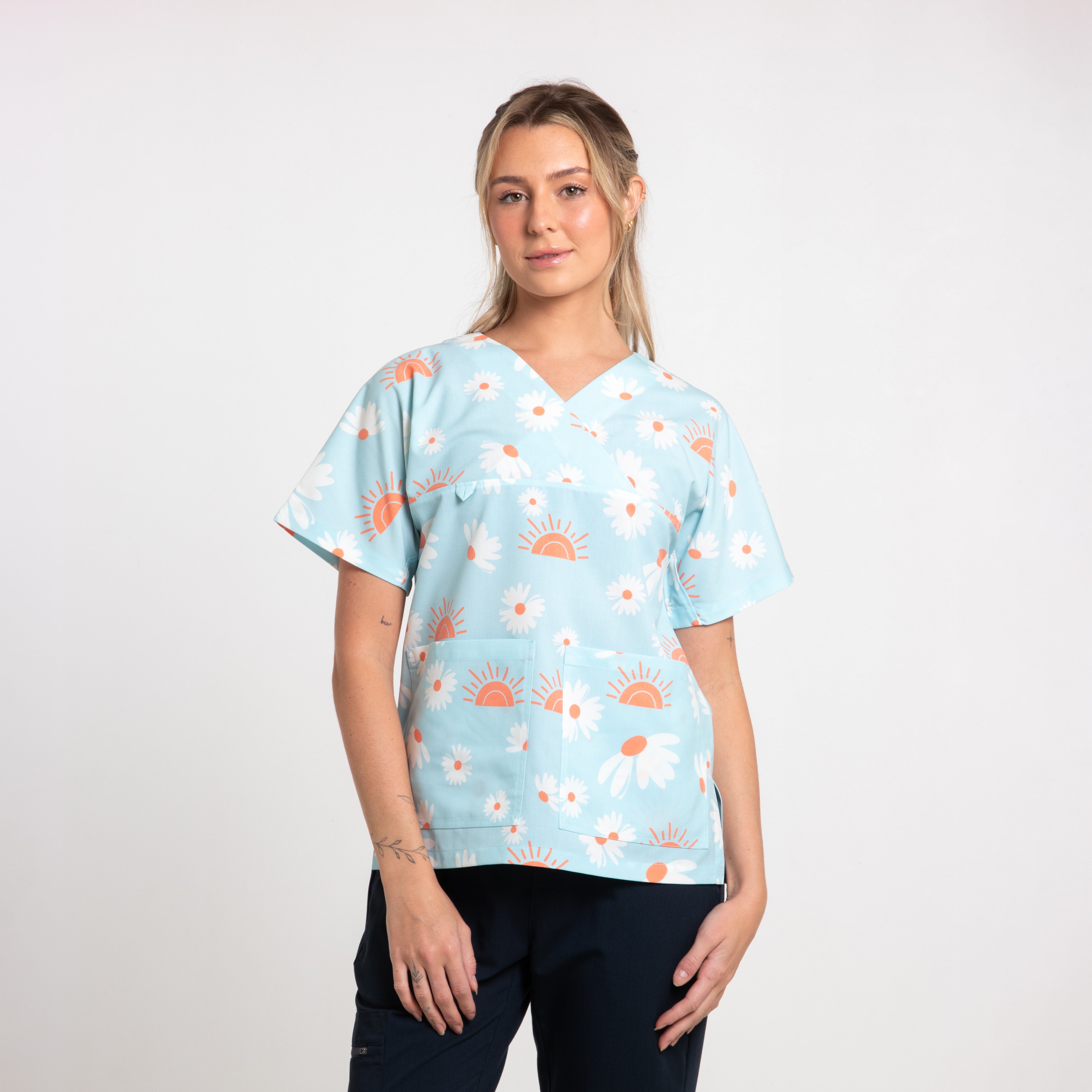 Spring Scrub Top | Blue