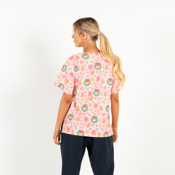 Tis The Season Scrub Top | Pink
