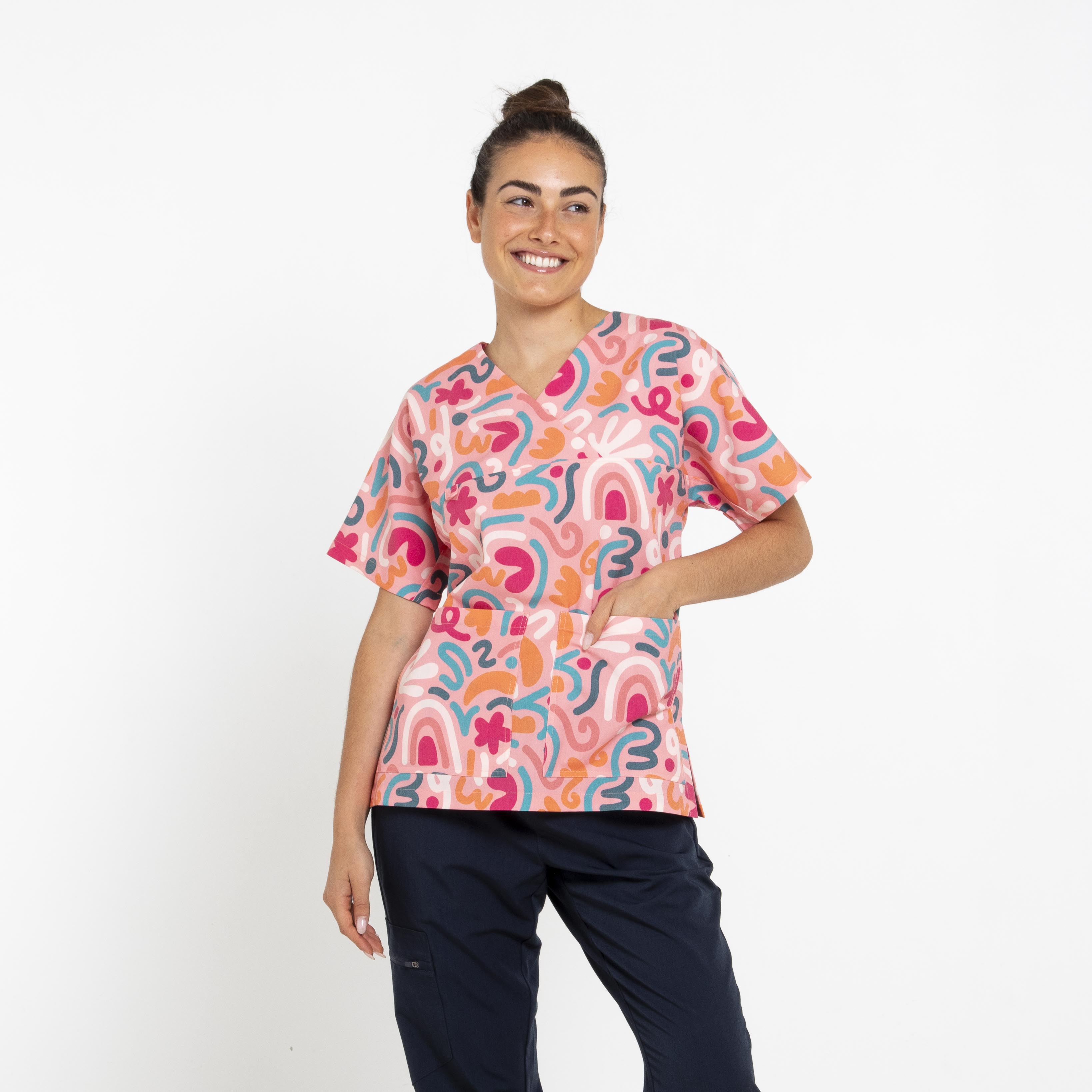 Twirly Scrub Top - Pink