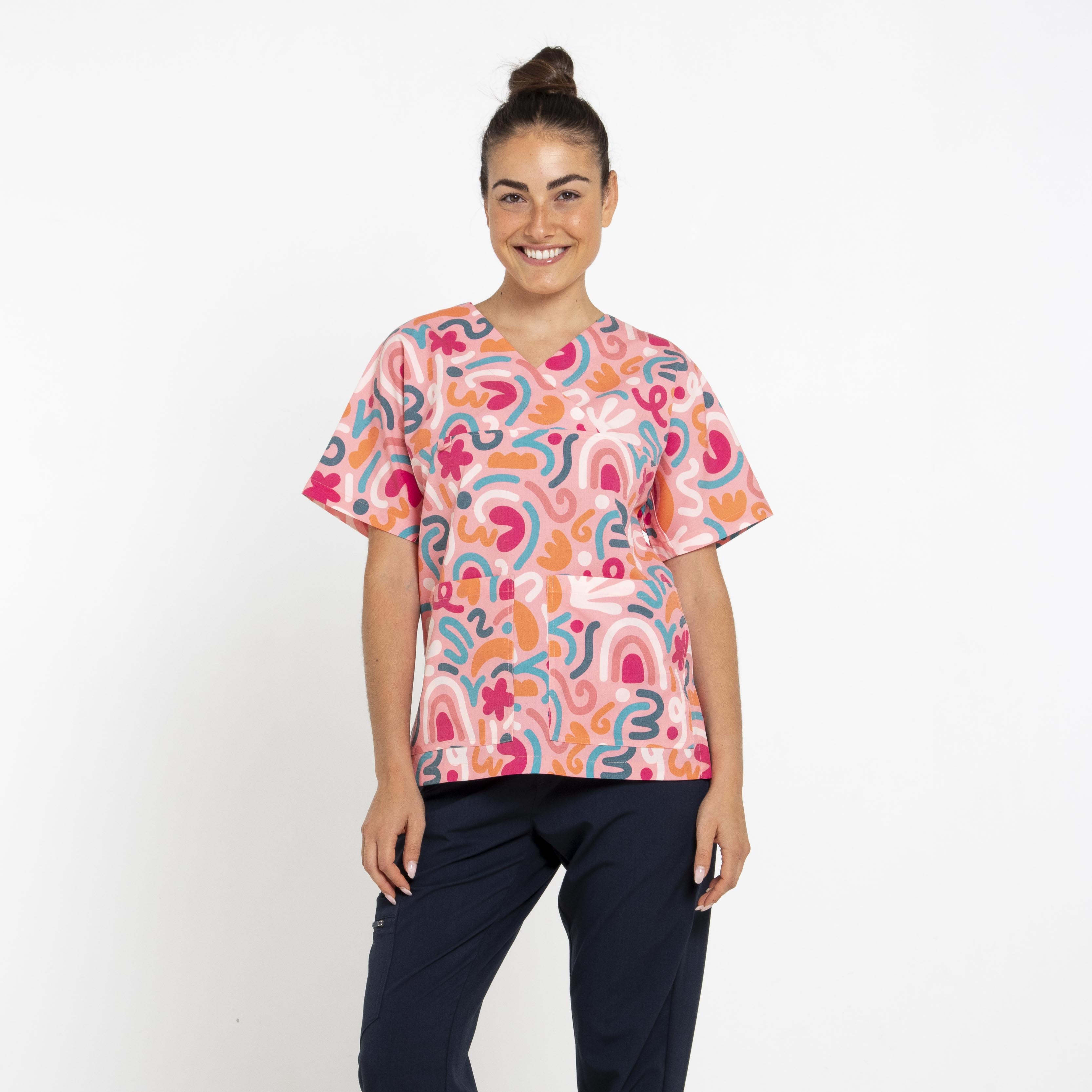 Twirly Scrub Top - Pink